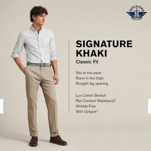 Dockers Signature Khaki Lux Classic-Fit Stretch - Picture 4 of 6